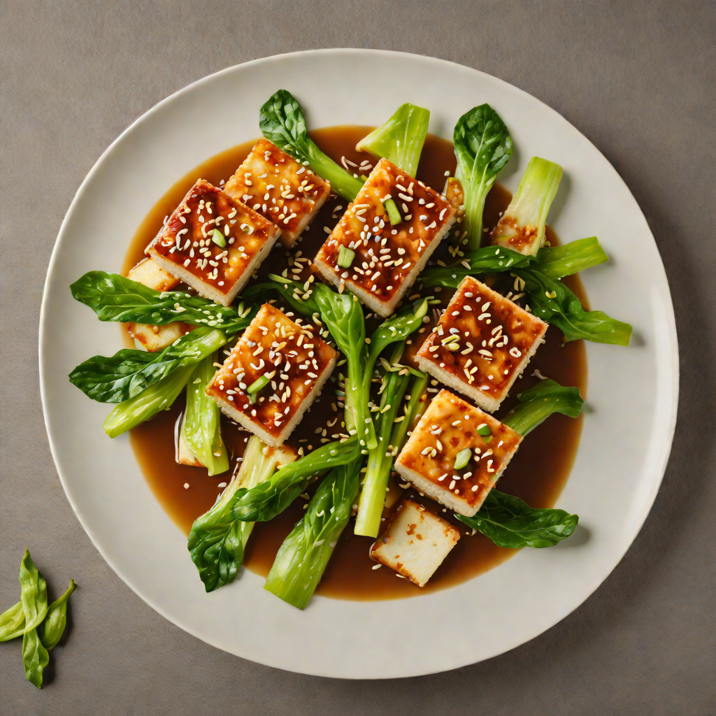 Pan-Fried Tofu with Spicy Ginger-Sesame Glaze and Baby Bok Choy