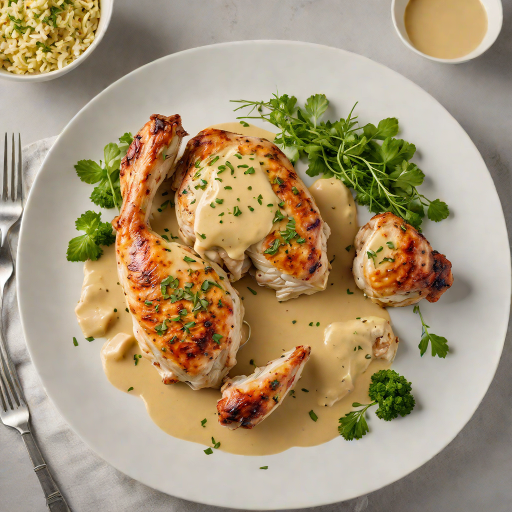 Pan-Seared Half Chicken with Herb Butter Sauce