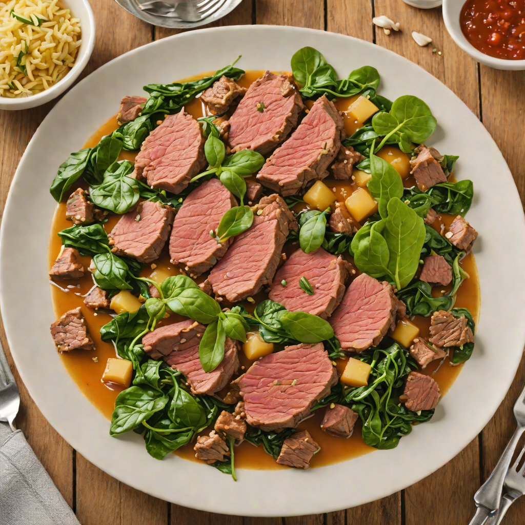 Garlic-Simmered Beef and Spinach Skillet