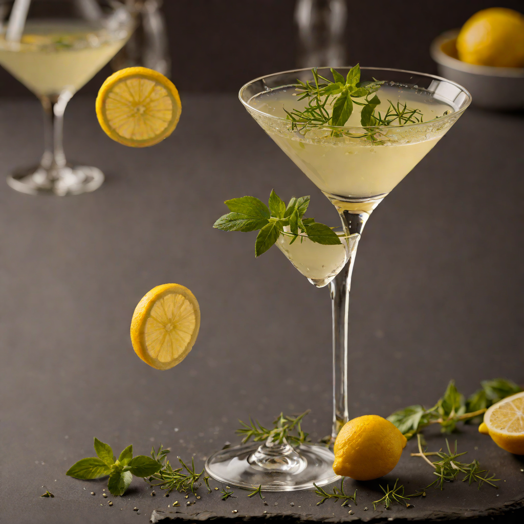 Herb-Muddled Gin Martini with Lemon Twist