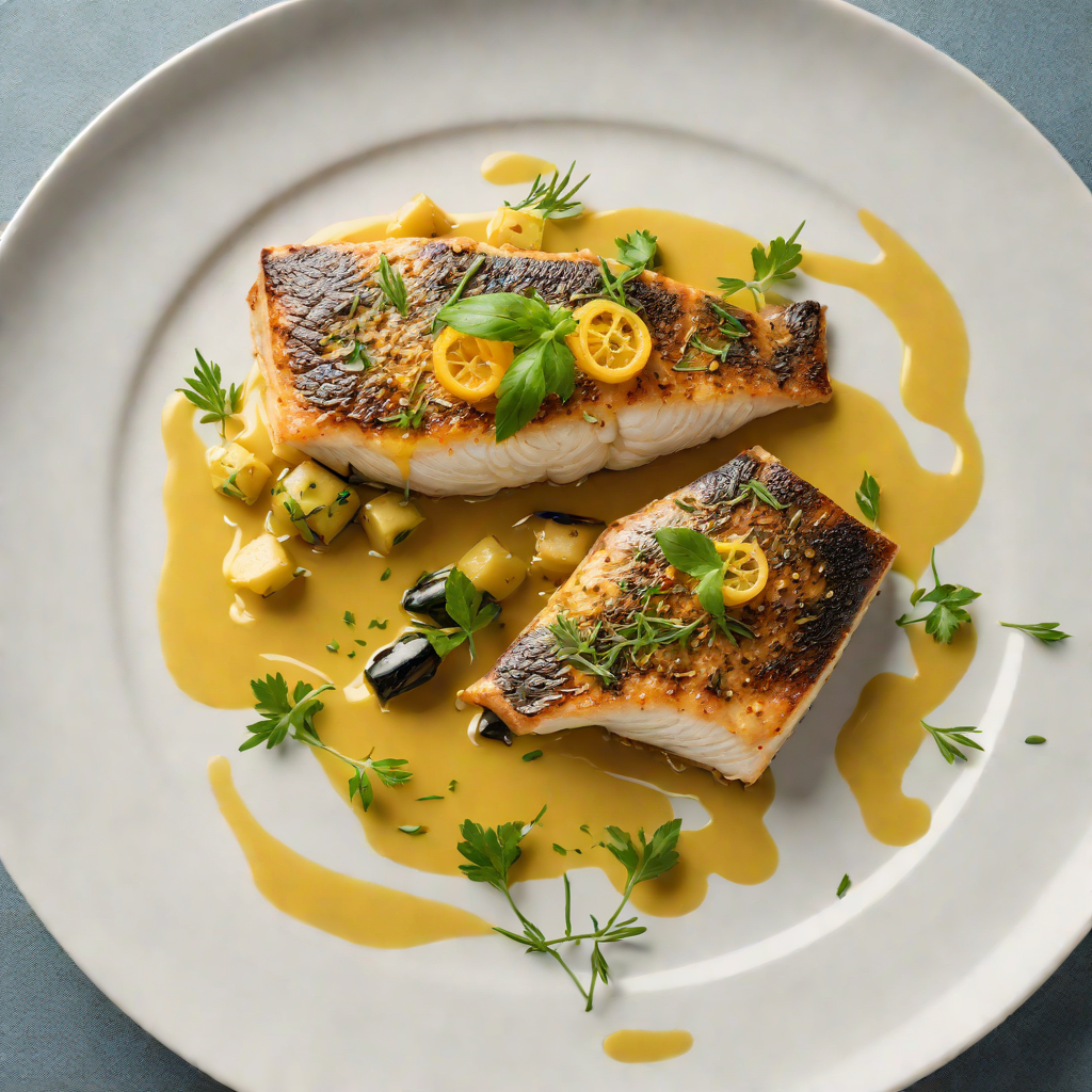 Pan-Seared Sea Bass with Saffron and Garlic-Infused Olive Oil