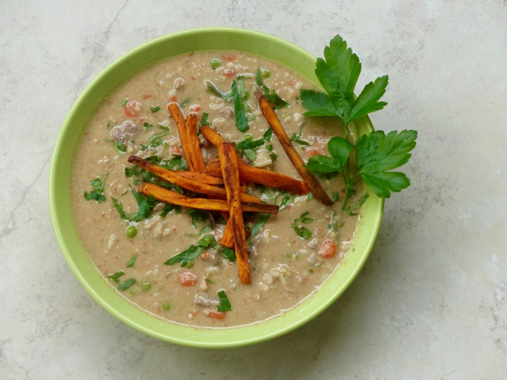 Bolivian Peanut Soup with Beef and Noodles