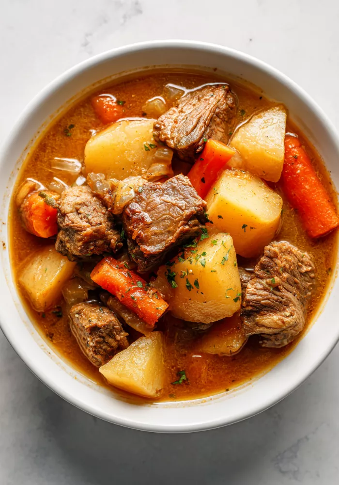 Frayed Beef and Potato Stew with Onions