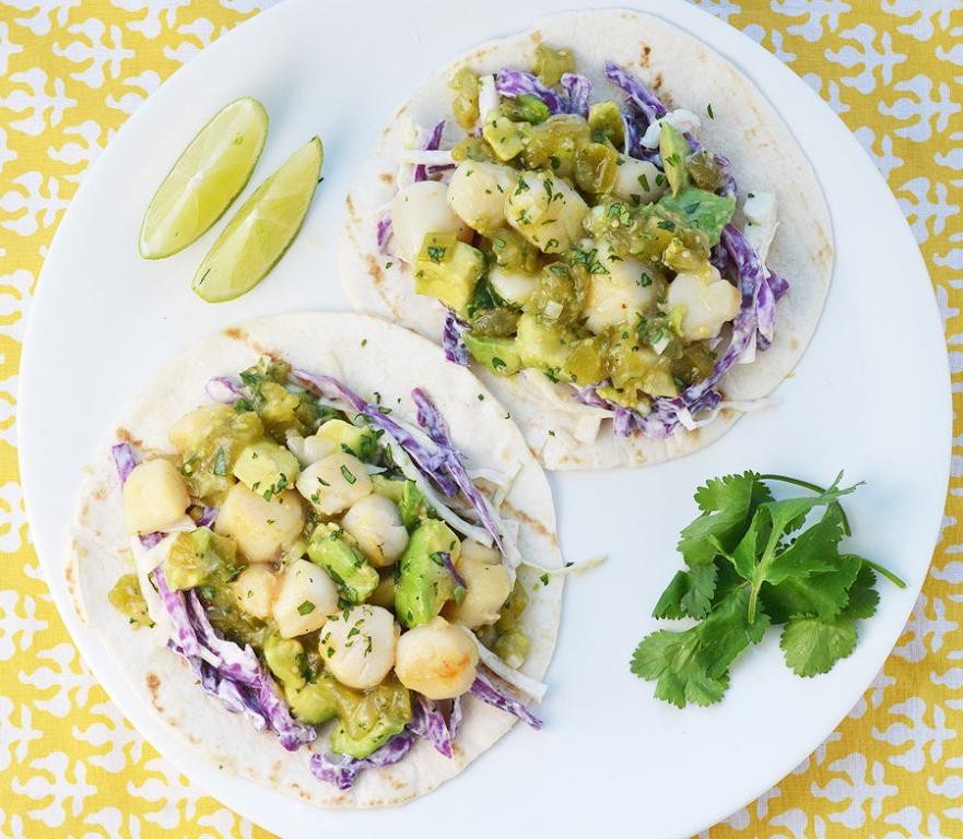 Seared Scallop Tacos with Cilantro Lime Slaw