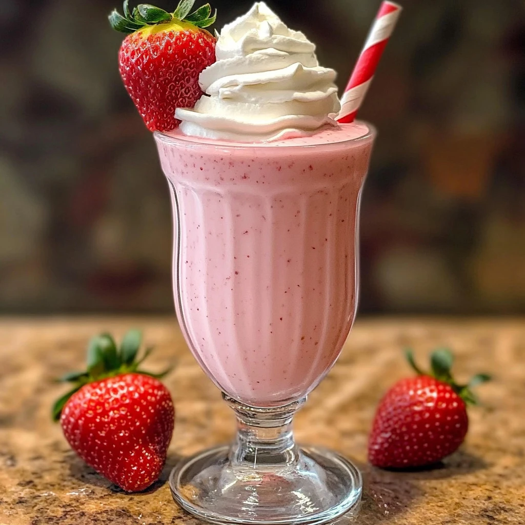 Classic Strawberry Milkshake with Vanilla Ice Cream