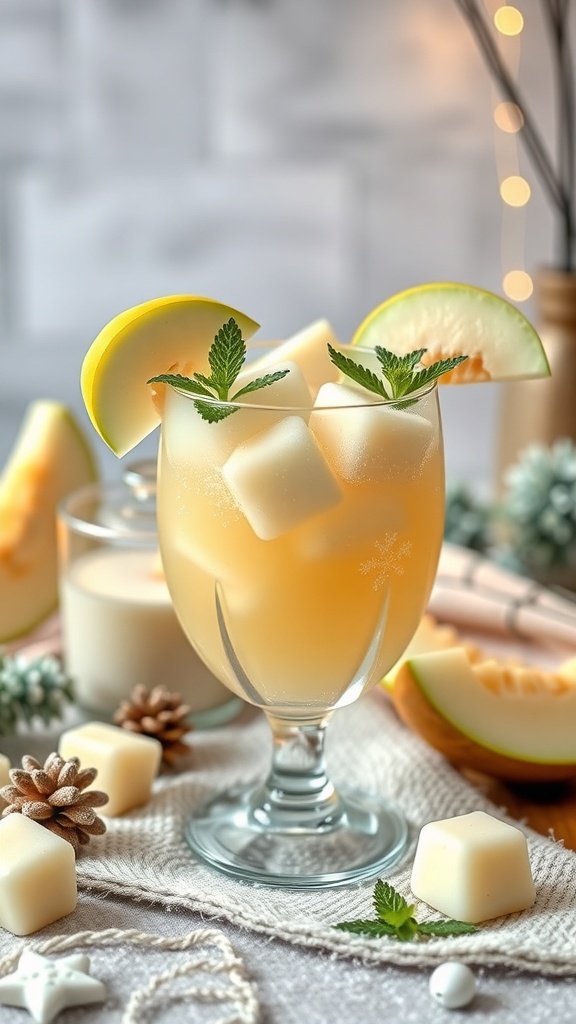 Honey Melon Vodka Punch with Mint