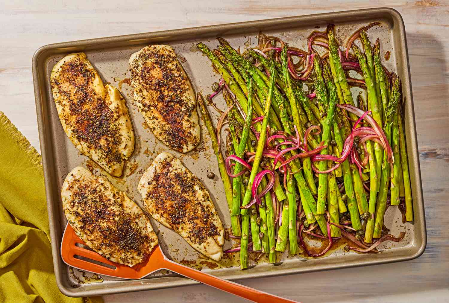 Balsamic Chicken Sheet Pan with Grapefruit and Asparagus