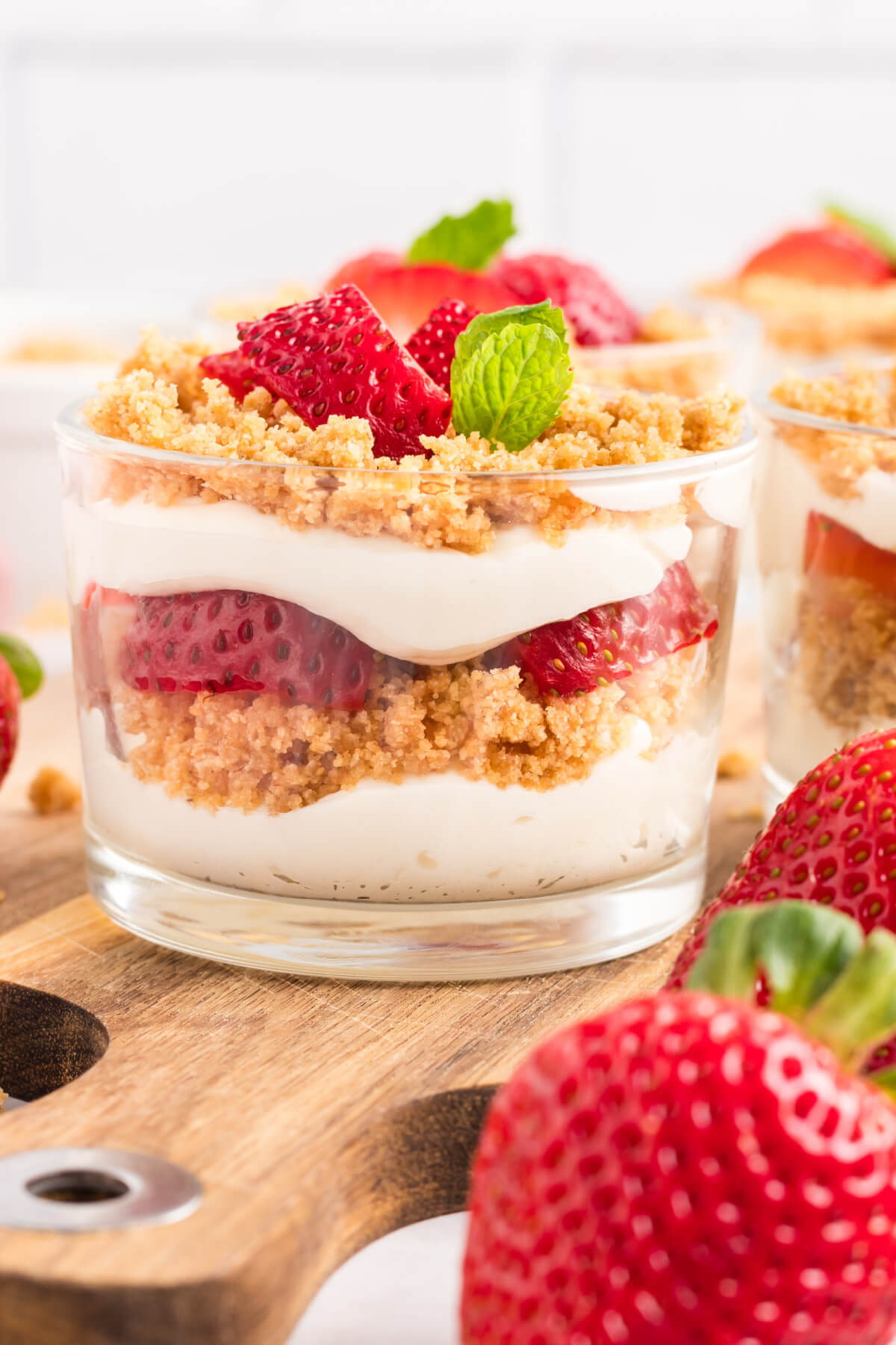 Strawberry Basil No-Bake Cheesecake Cups
