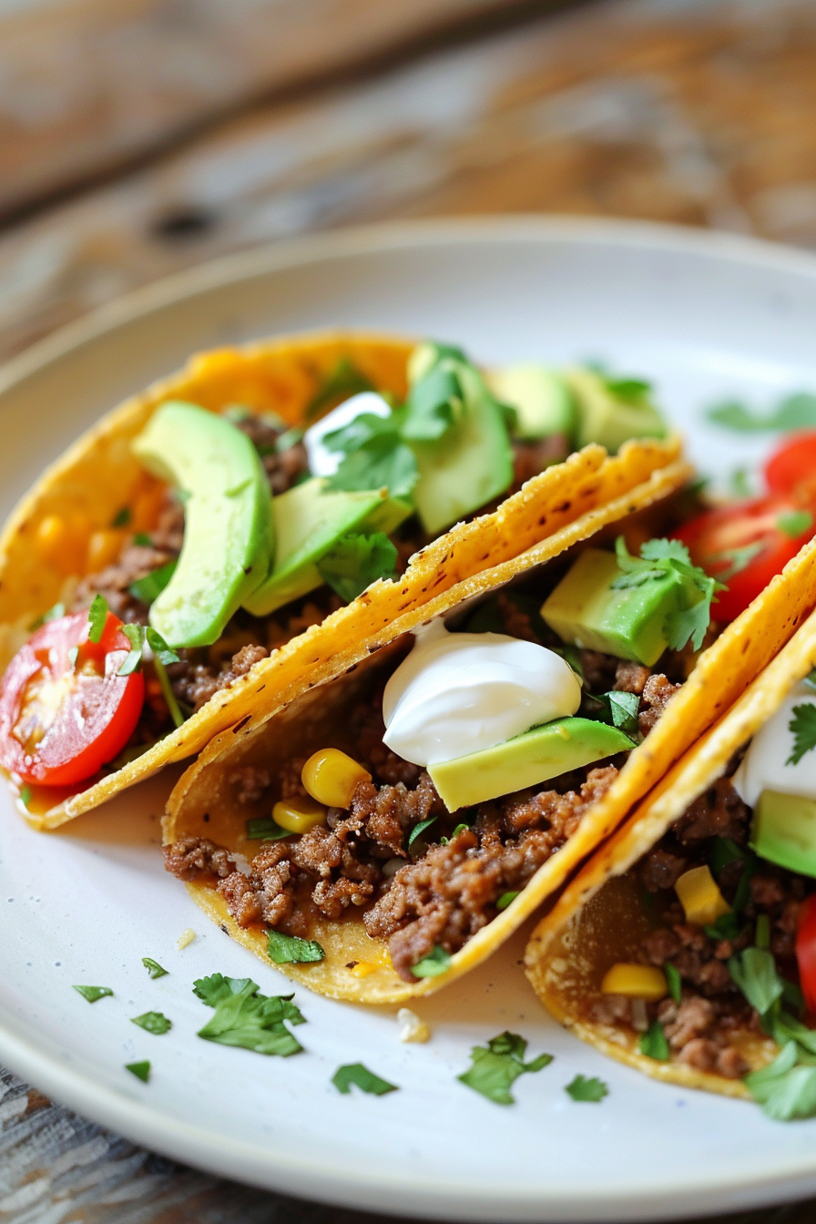 Low-Carb Cheese Taco Shells with Avocado and Ground Beef