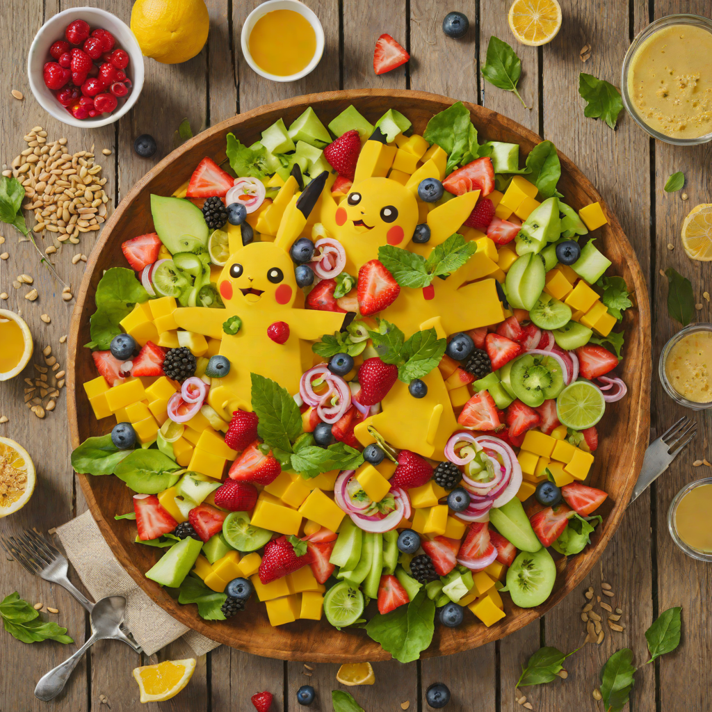 Surfing Pikachu Tropical Fruit Salad with Citrus Dressing