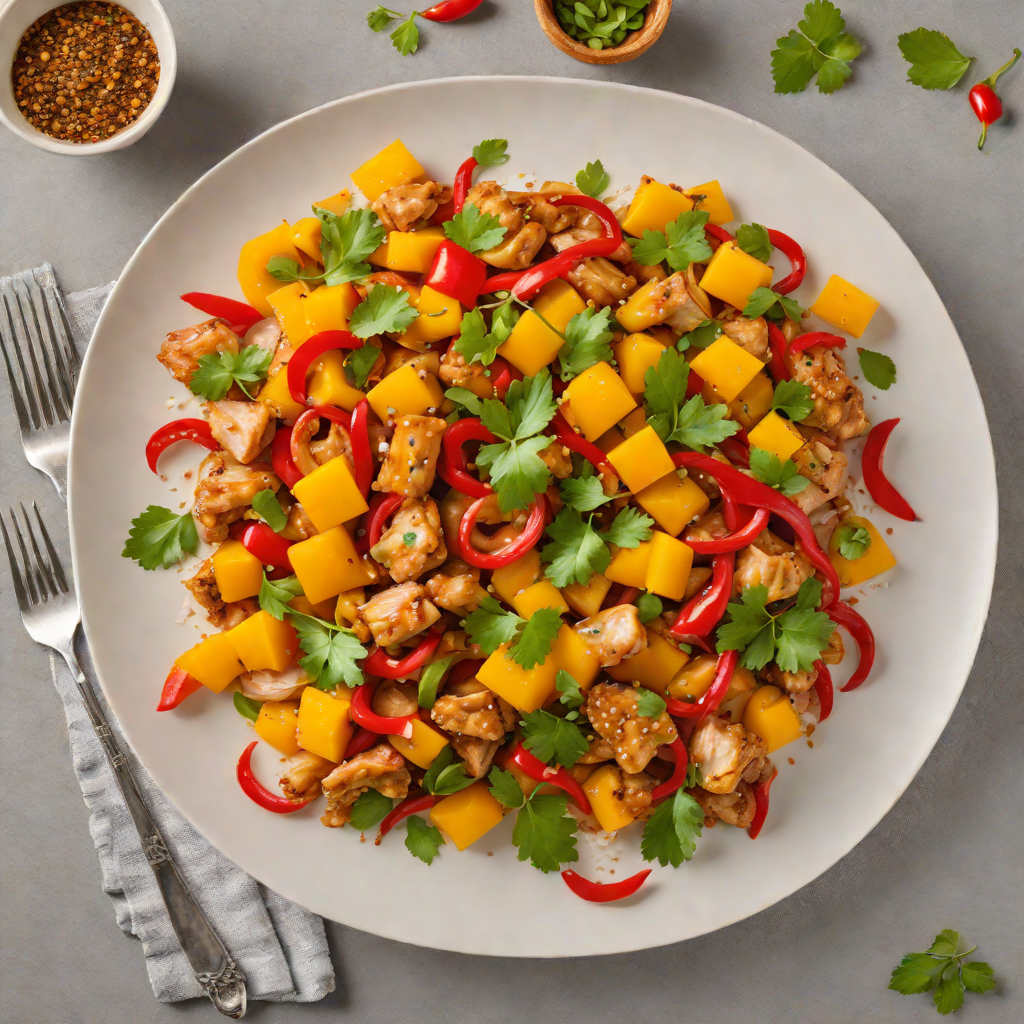 Stir-Fried Chicken with Spicy Mango and Bell Pepper