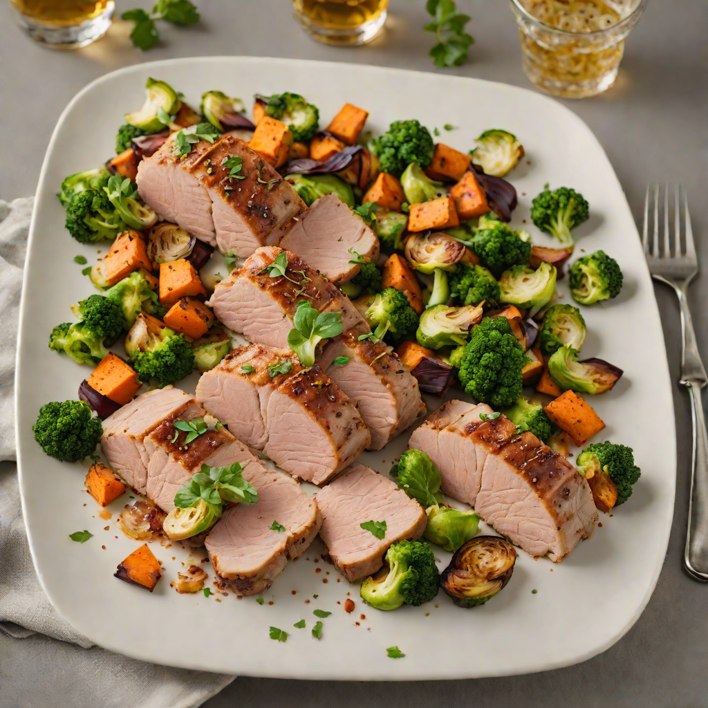 Sheet Pan Herb-Roasted Pork Tenderloin with Brussels Sprouts and Sweet Potatoes