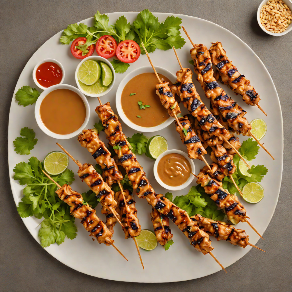 Grilled Thai Chicken Satay with Peanut Dipping Sauce