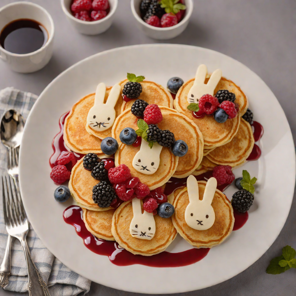Soft Miffy-Themed Mini Pancakes with Berry Compote
