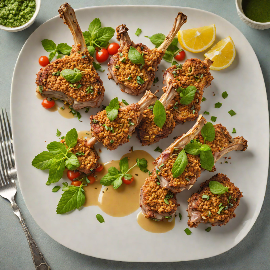 Macadamia-Crusted Lamb Chops with Mint Sauce