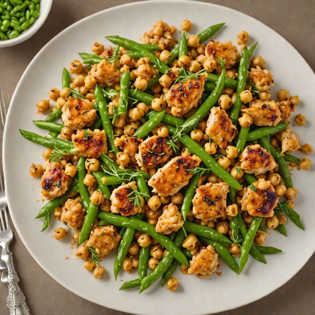 Stir-Fried Garlic Chicken with Spiced Chickpeas and Green Beans