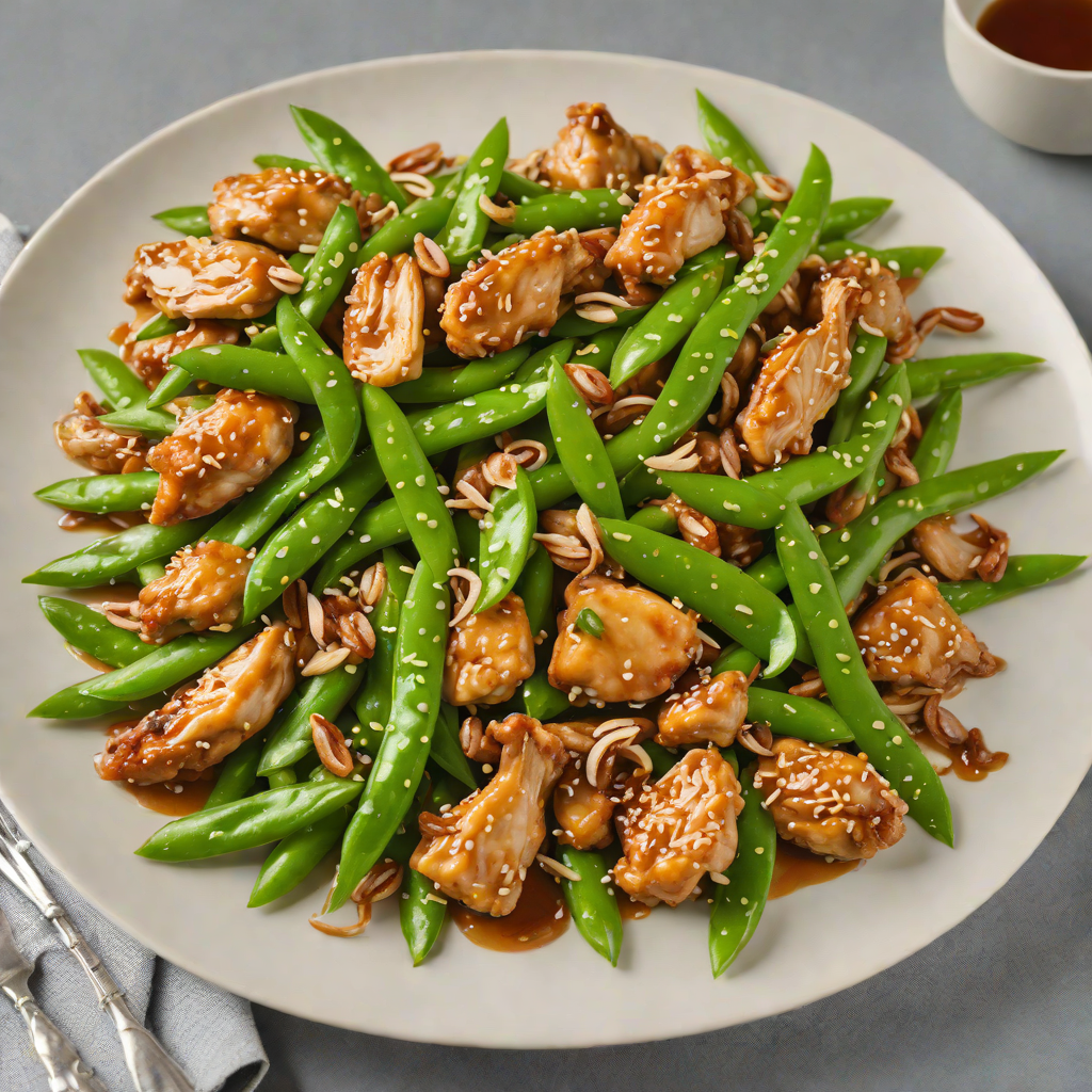 Stir-Fried Hidden Ginger Chicken with Snow Peas