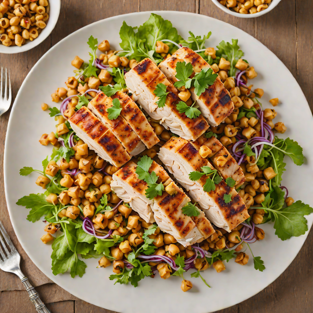 Layered Grilled Chicken with Spiced Chickpea Salad