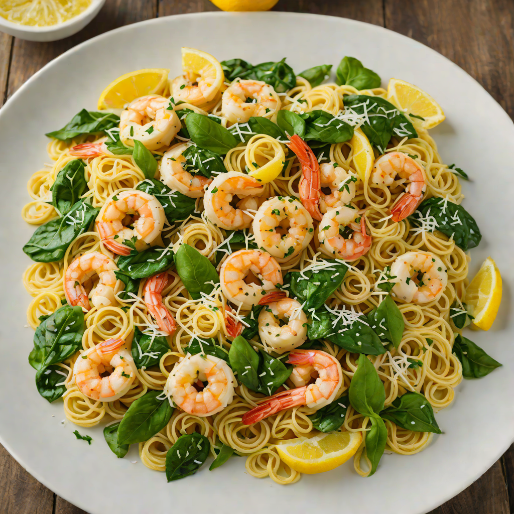 Lemon-Garlic Shrimp and Spinach Pasta with Parmesan