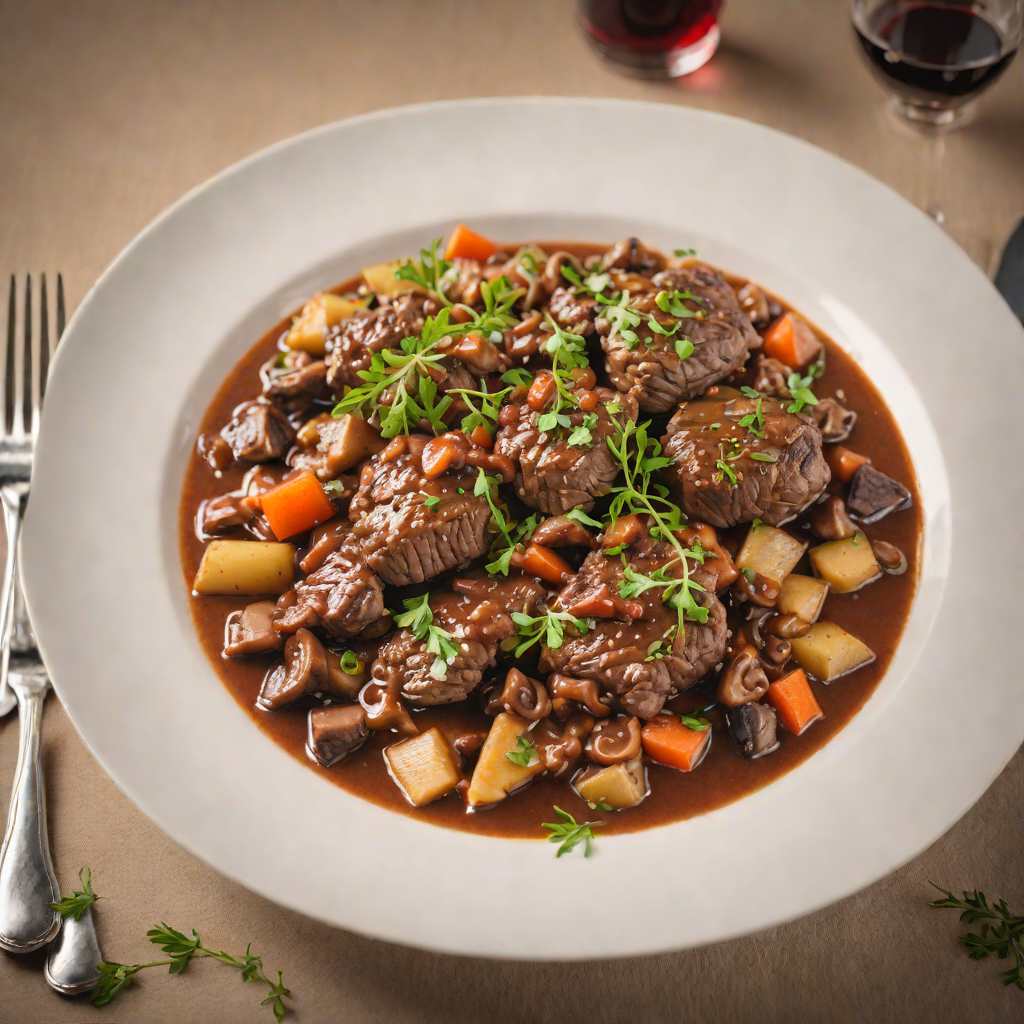 Slow-Braised Beef with Red Wine and Mushroom Ragout