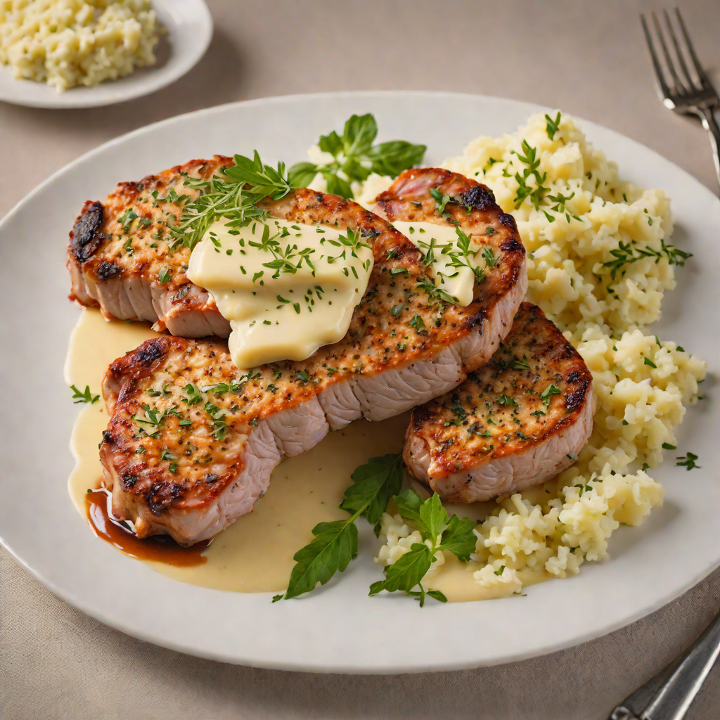 Baked Italian Herb-Crusted Pork Chops with Garlic Mashed Potatoes