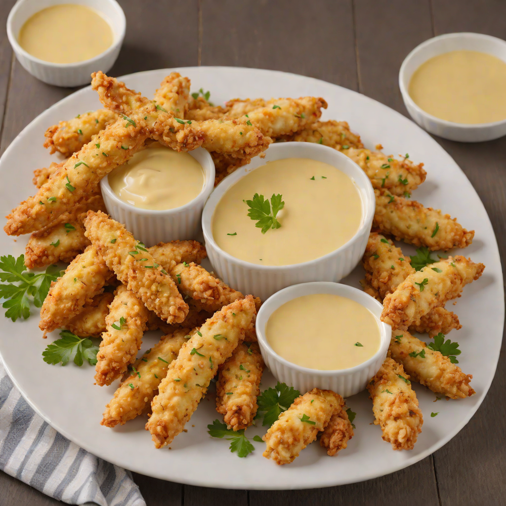 Oven-Baked Cheesy Chicken Tenders with Honey Mustard Dip