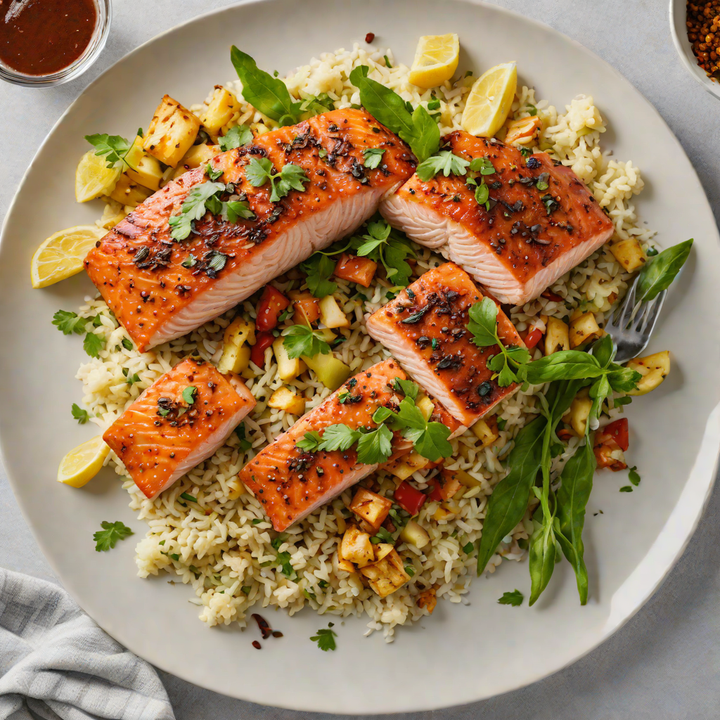 Sheet Pan Harissa-Spiced Salmon with Cauliflower Rice