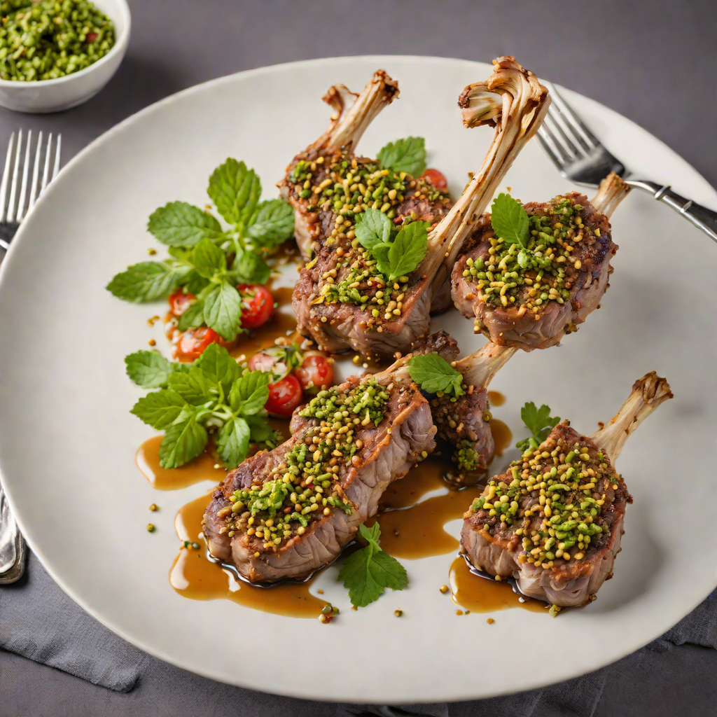 Macadamia-Crusted Lamb Chops with Wattleseed Mint Pesto
