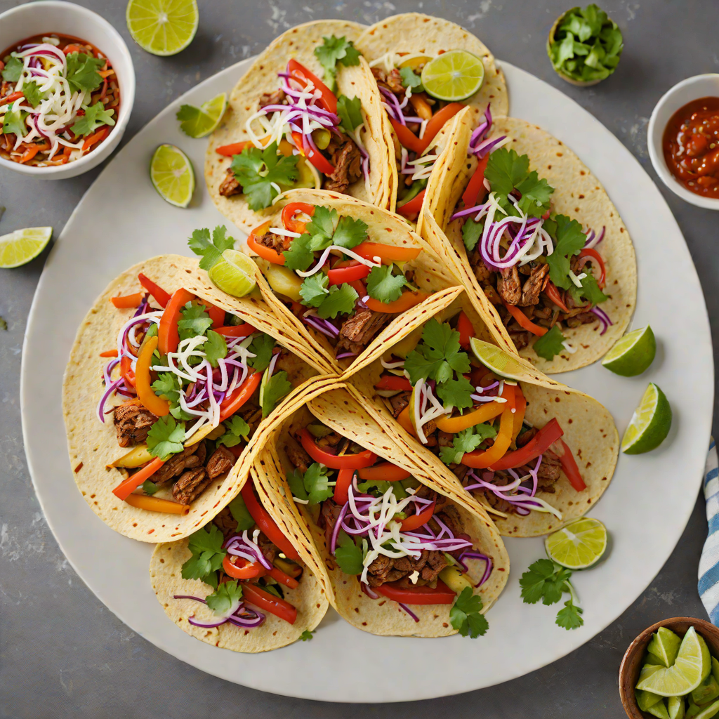 Fajita-Spiced Beef Tacos with Charred Peppers and Cilantro-Lime Slaw