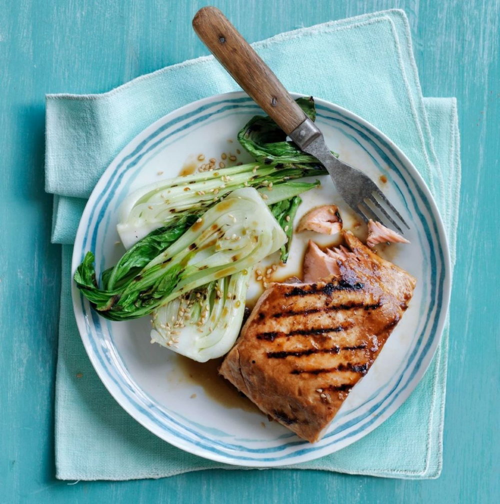 Pan-Seared Soy-Ginger Salmon with Sesame Bok Choy