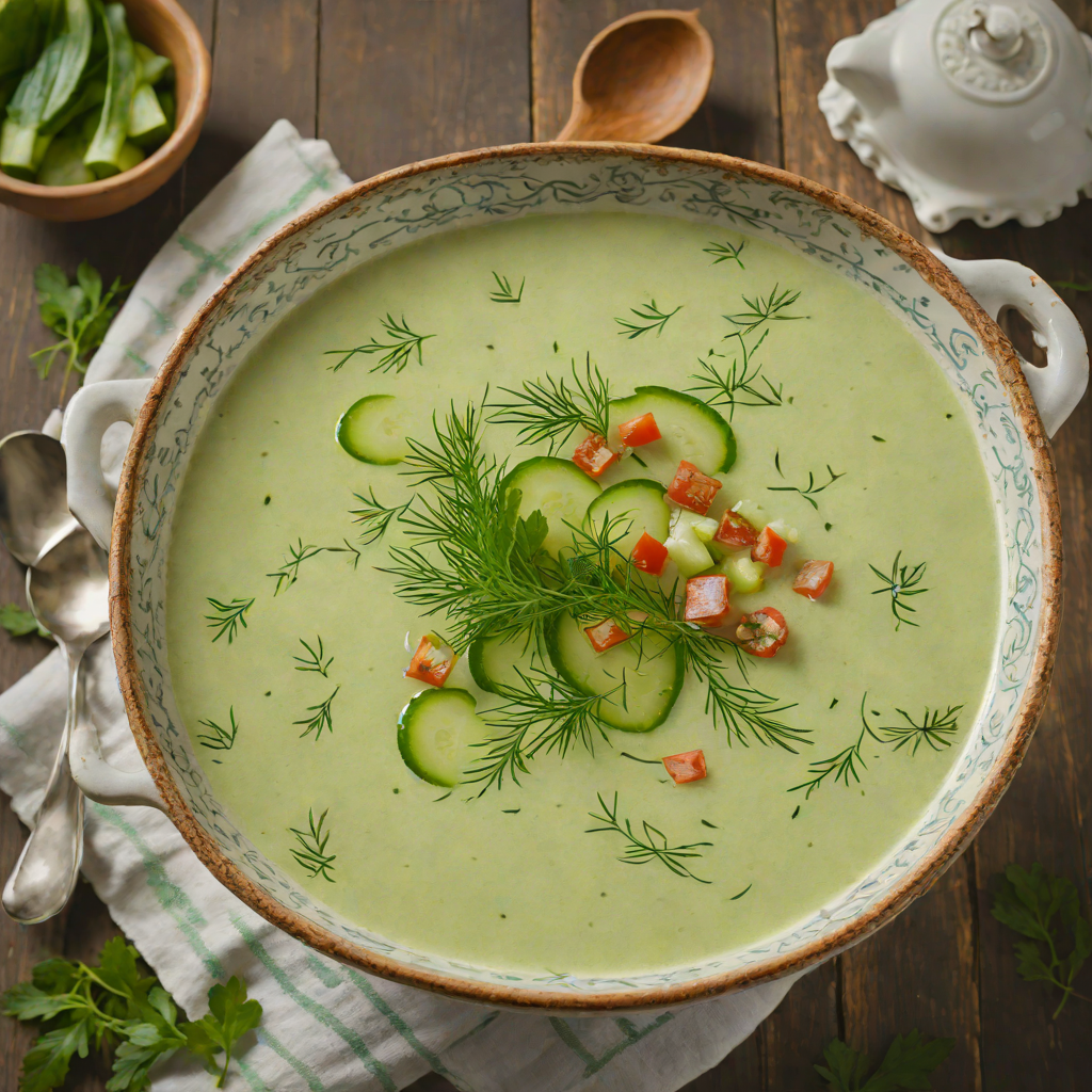 Sour Yogurt and Cucumber Soup with Dill