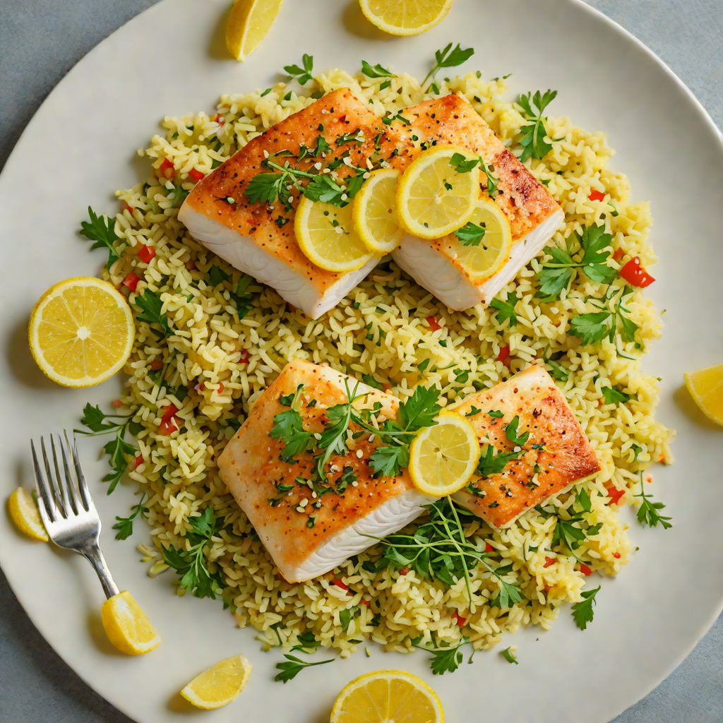 Baked Cod with Lemon-Garlic Butter and Herb Couscous