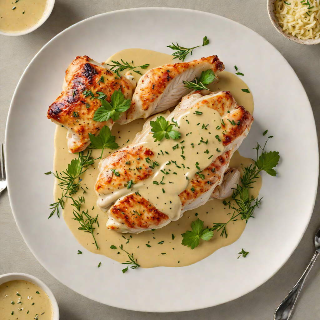 Pan-Seared Chicken with Mustard Cream Sauce and French Herbs
