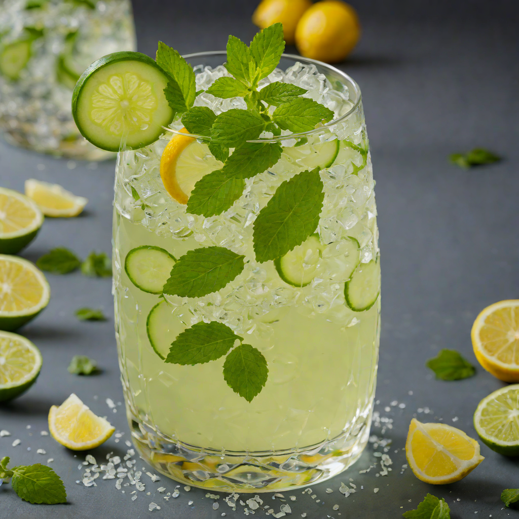 Cucumber-Mint Gin Fizz with Lemon and Elderflower