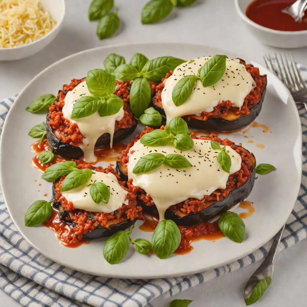 Baked Italian-Style Eggplant Parmesan with Mozzarella and Basil