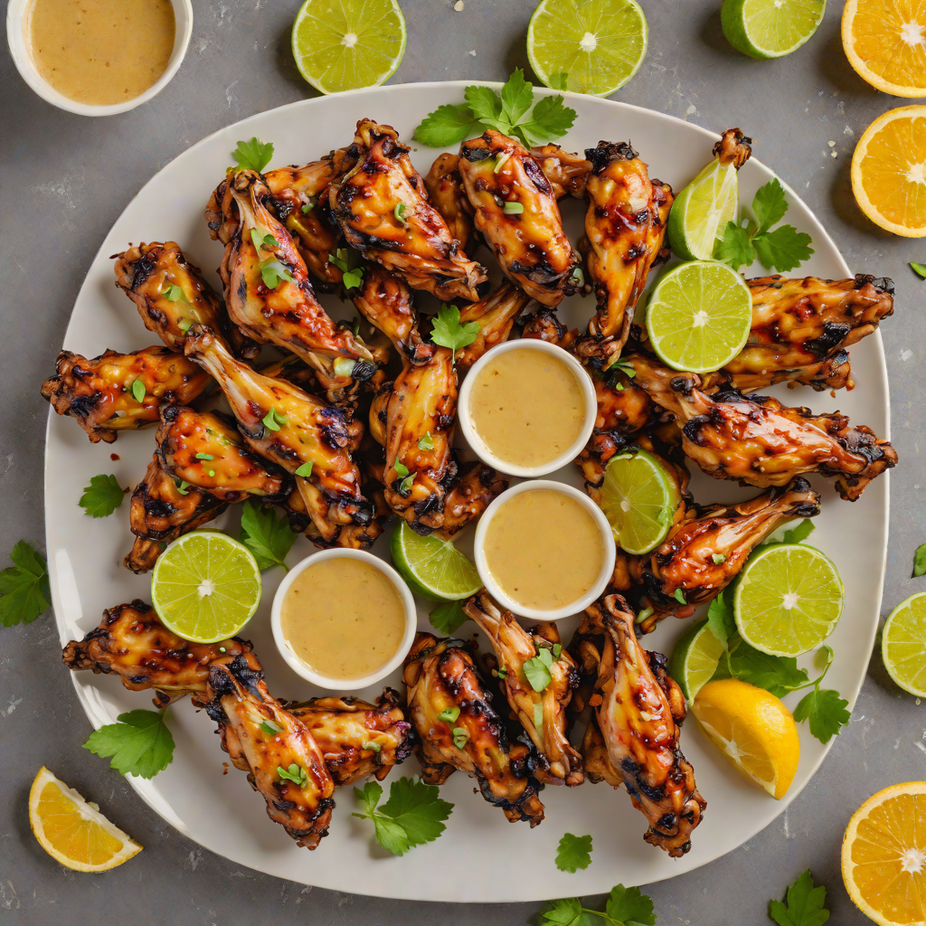 Grilled Citrus-Honey Glazed Wings with Garlic-Lime Dipping Sauce