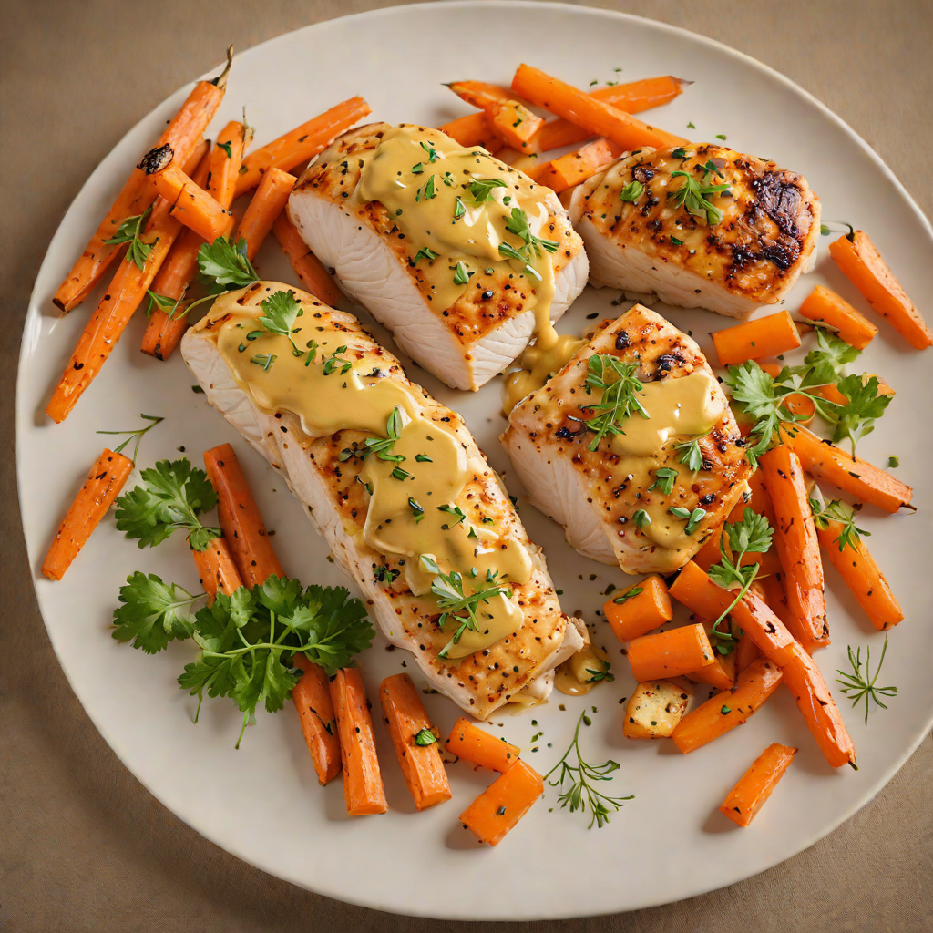 Sautéed Chicken Breast with Honey Mustard and Roasted Carrots