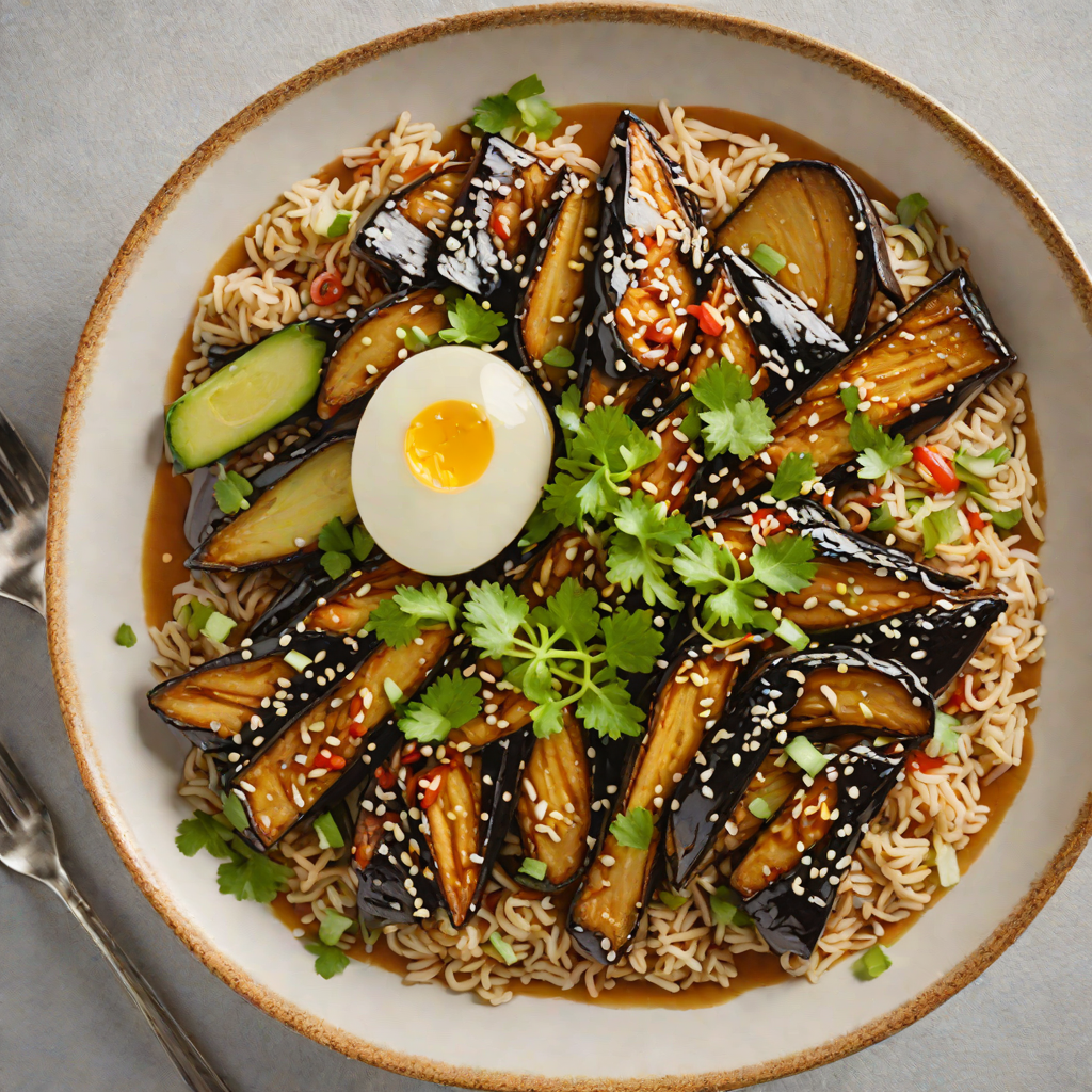 Glazed Miso-Maple Eggplant Donburi