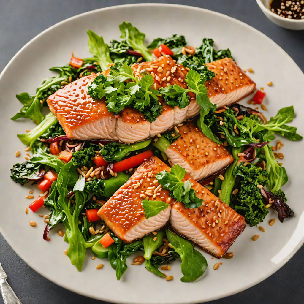 Maple-Soy Glazed Salmon with Stir-Fried Asian Greens