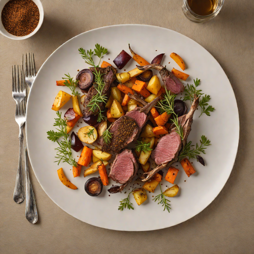Slow-Roasted Kangaroo with Wattleseed Rub and Roasted Root Vegetables
