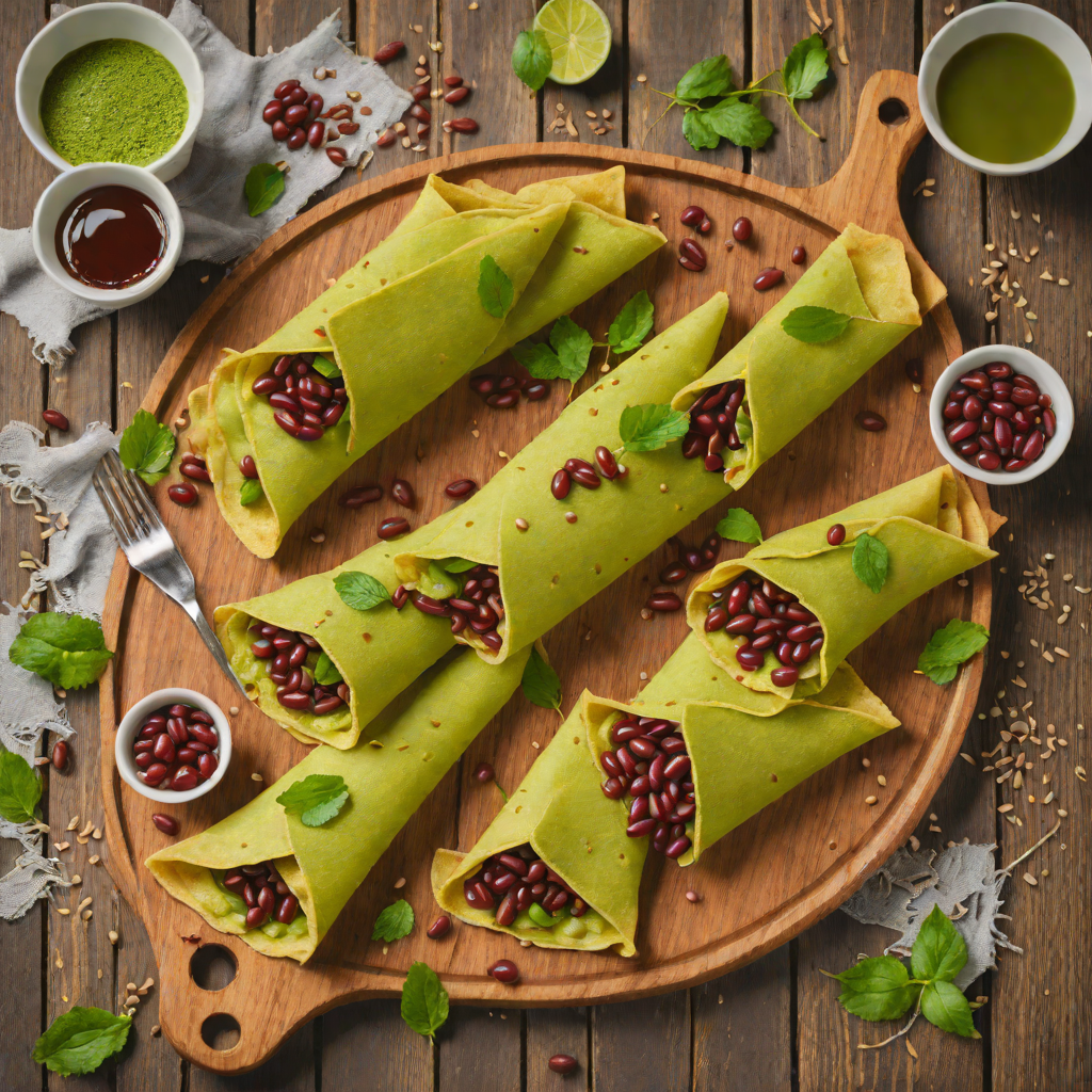 Pixel Art-Inspired Matcha Green Tea Crepes with Red Bean Filling