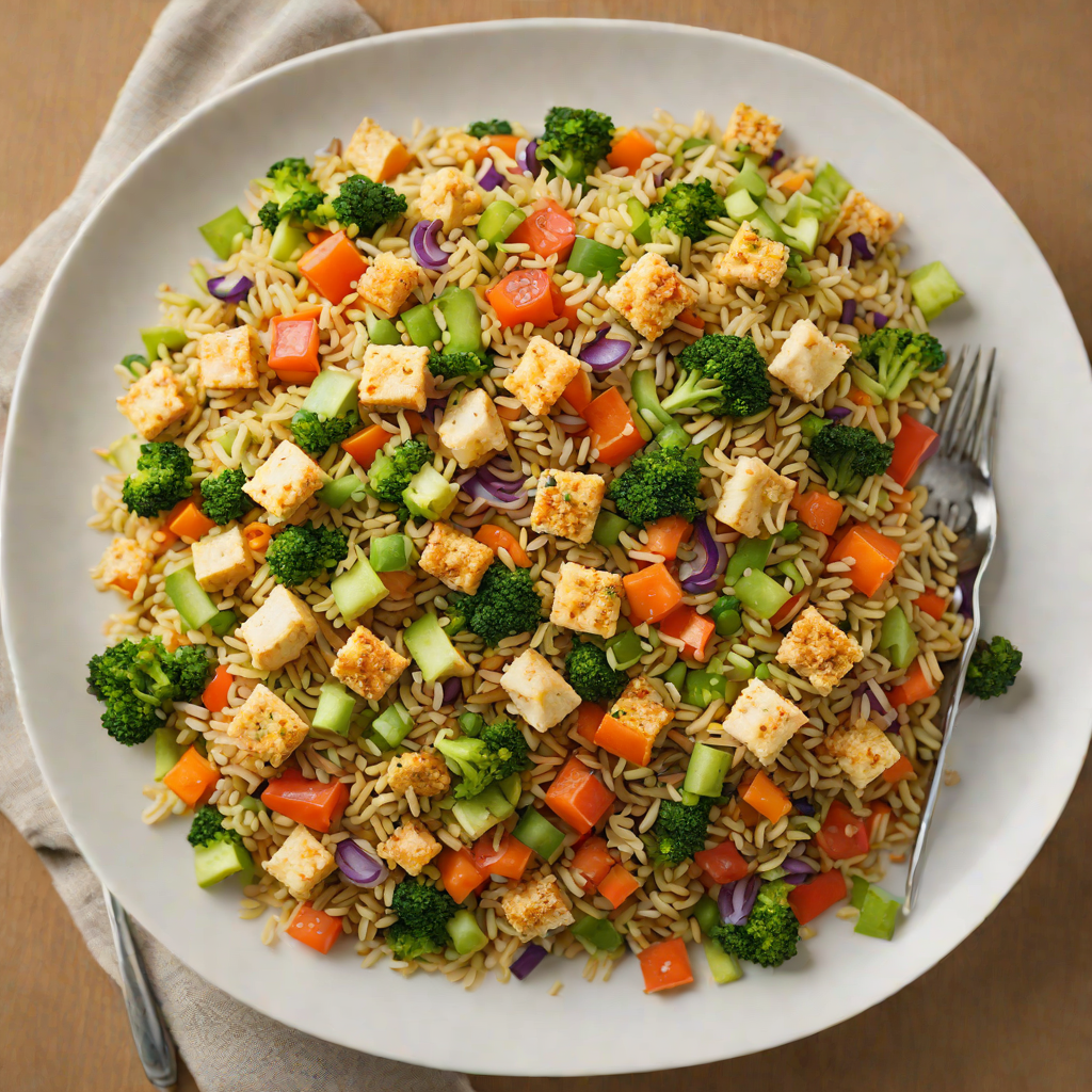 Low-Carb Cauliflower Fried Rice with Tofu and Vegetables