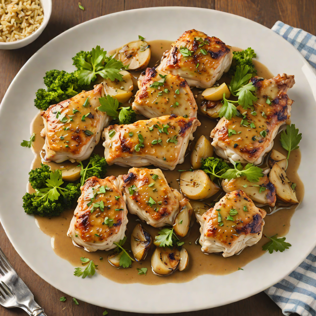 Sautéed Chicken Thighs with Roasted Garlic and Herb Pan Sauce