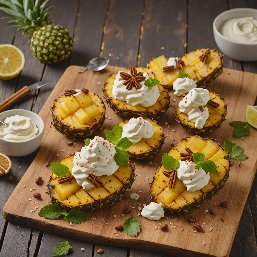 Spiced Rum-Glazed Grilled Pineapple with Cinnamon Whipped Cream
