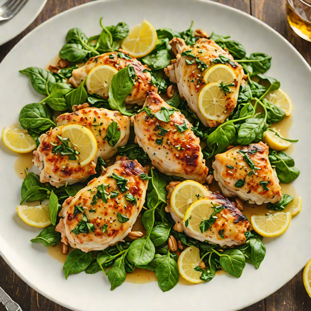 Sautéed Lemon Garlic Chicken Thighs with Spinach