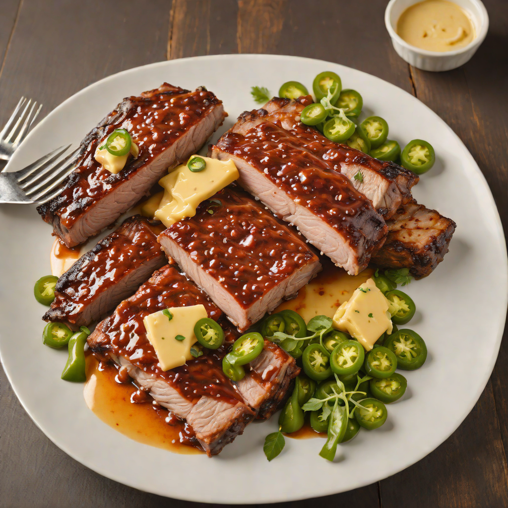 Hickory-Smoked Pork Ribs with Jalapeño Cheese Sausage Sauté