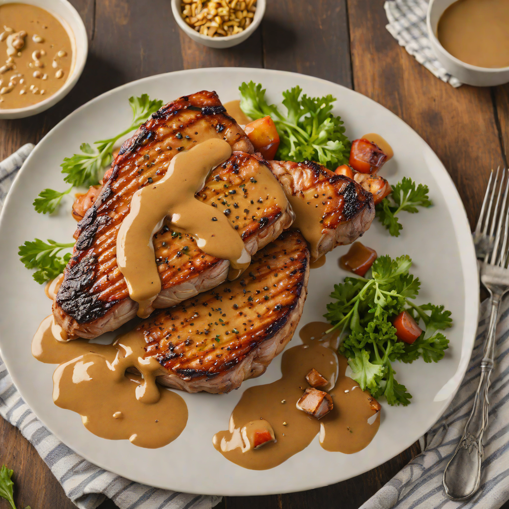 Smoked Whiskey-Glazed Pork Chops with Maple Mustard Sauce
