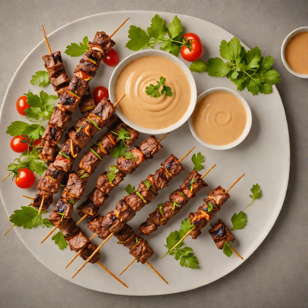 Cigar-Spiced Beef Skewers with Smoky Paprika Yogurt Dip