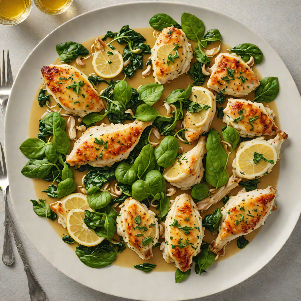 Sautéed Chicken with Garlic and Spinach in Lemon Olive Oil
