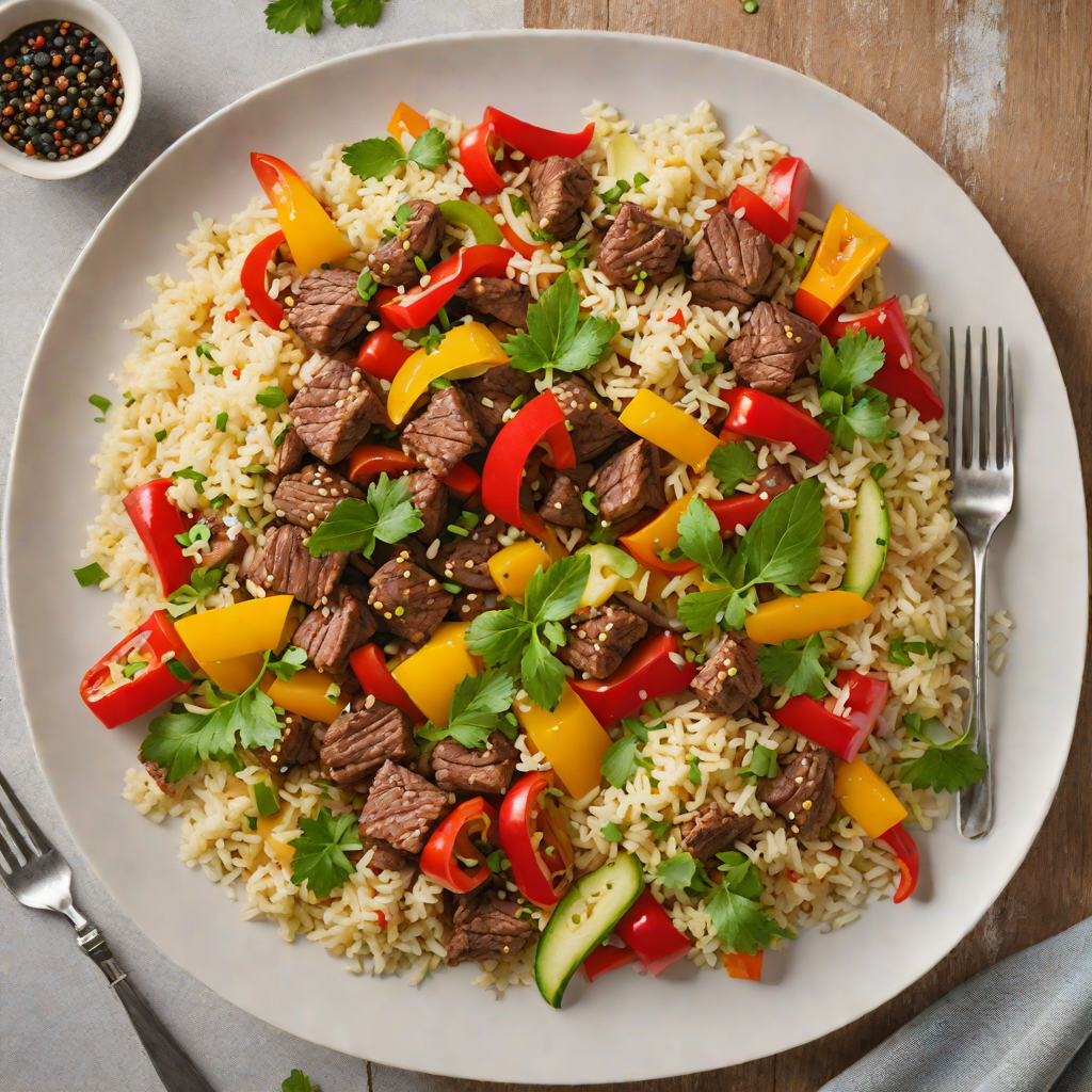 Spiced Beef Stir-Fry with Bell Peppers and Cauliflower Rice